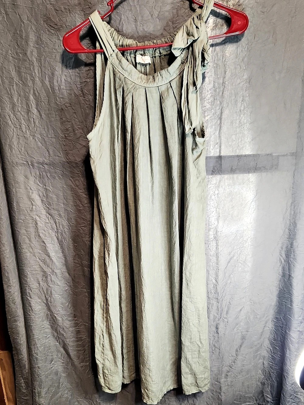 Blumarine Linen Maxi Dress in Green Size Medium